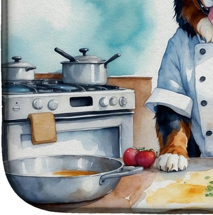 Caroline's Treasures DAC6207DDM Bernese Mountain Dog The Chef Dish Drying Mat Absorbent Dish Drying Mat Pad for Kitchen Counter Dish Drainer Mat for Countertop, 14 x 21", Multicolor