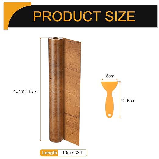 HARFINGTON Wood Grain Repair Tape 15.7 Inch x 33ft Self Adhesive Repair Patch Tape Simulated Wooden Floor Tapes with Plastic Scraper for Tables Doors Windows Furniture, Dark Brown Wood