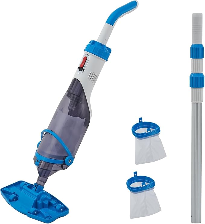GarveeLife Pool Vacuum for Above Ground Pool, Upgraded 13.4" Wide Head & Telescopic Pole, 18.5 GPM Powerful Suction, 60 Mins Runtime, Cordless Handheld Rechargeable Pool Cleaner for Inground Pools