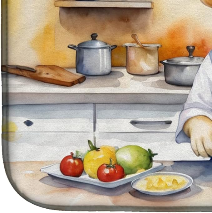 Caroline's Treasures DAC6278DDM Yellow Labrador Retriever The Chef Dish Drying Mat Absorbent Dish Drying Mat Pad for Kitchen Counter Dish Drainer Mat for Countertop, 14 x 21", Multicolor