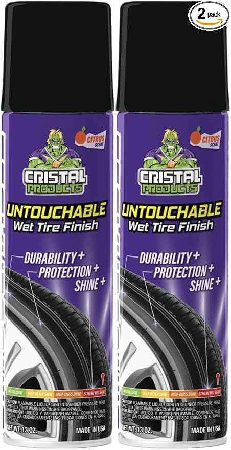 Untouchable Tire Shine Spray (2 Pack) – Citrus Scent, Wet Look Tire Shine, No Sling, Long Lasting Car Tire Shine, No Touch Application