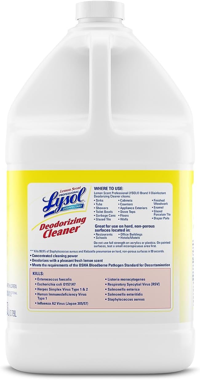 Lysol Professional Lysol Professional Disinfectant Deodorizing Cleaner 128 Pack of, Yellow, Lemon, 512 Ounce, (Pack of 4)