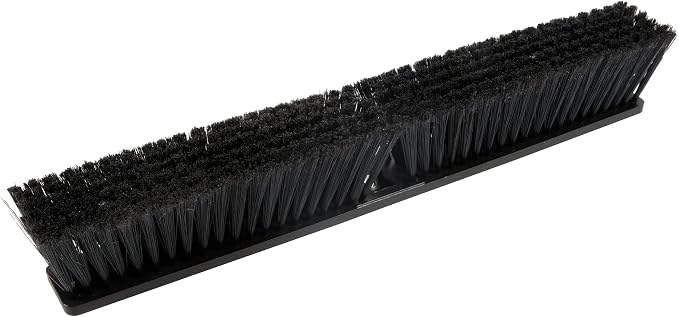 Restaurantware-BROOM HEAD ONLY: Clean Tek Professional 23.62-Inch Push Broom Head, 1 Heavy-Duty Cleaning Tool - Handle Sold Separately, Fine Flagged Bristles, Black Plastic, Outdoor Use