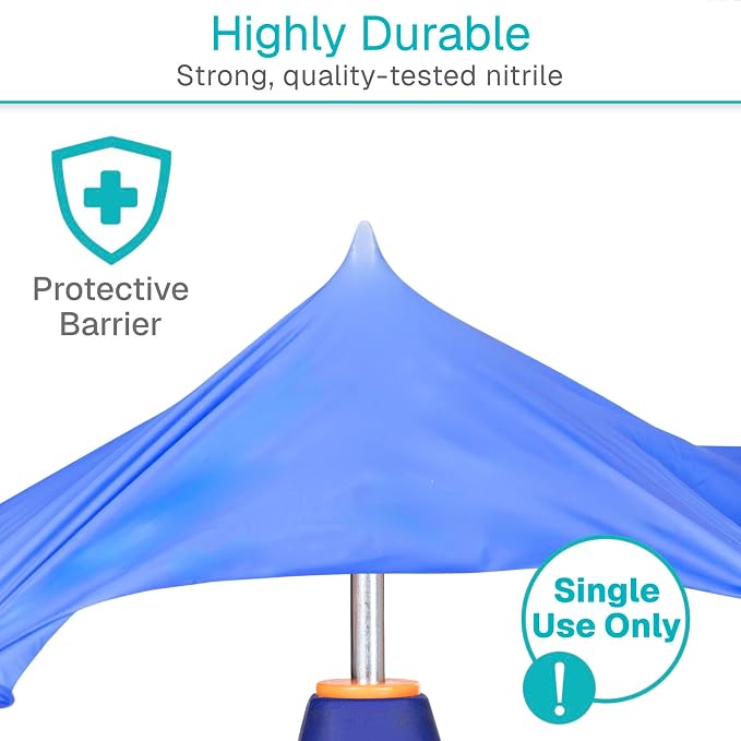 Vive Powder Free Nitrile Exam Gloves - Blue, Disposable, Latex-Free - For Medical Exams