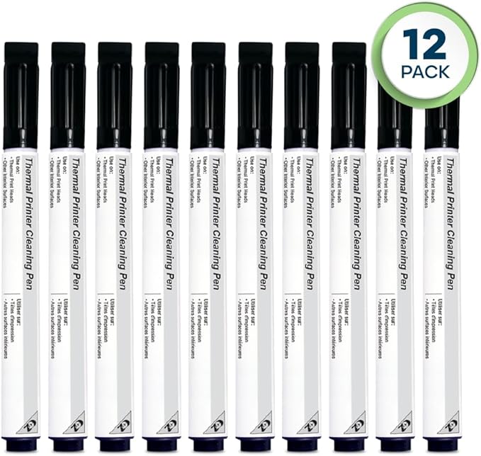 Waffletechnology KICTeam - Cleaning Pens for Thermal Printer Printheads & Electronics (12 Pens) - Includes Scraper Cap for Tough Buildup - Filled with Quick Drying Solution