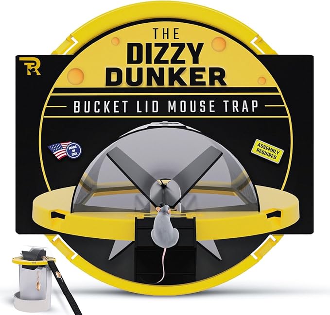RinneTraps | Dizzy Dunker Bucket Lid Mouse Trap | Made in USA | Multi Catch | Humane | Indoor/Outdoor | (1 Pack