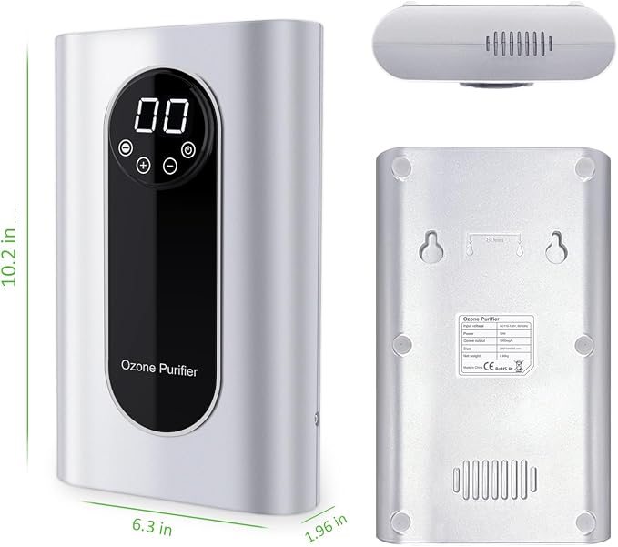 Portable Ozone Machine Generator,1000mg/h Multipurpose Ozone Machine for Air,Water,Food,Home,Office,Hunting (Silver)