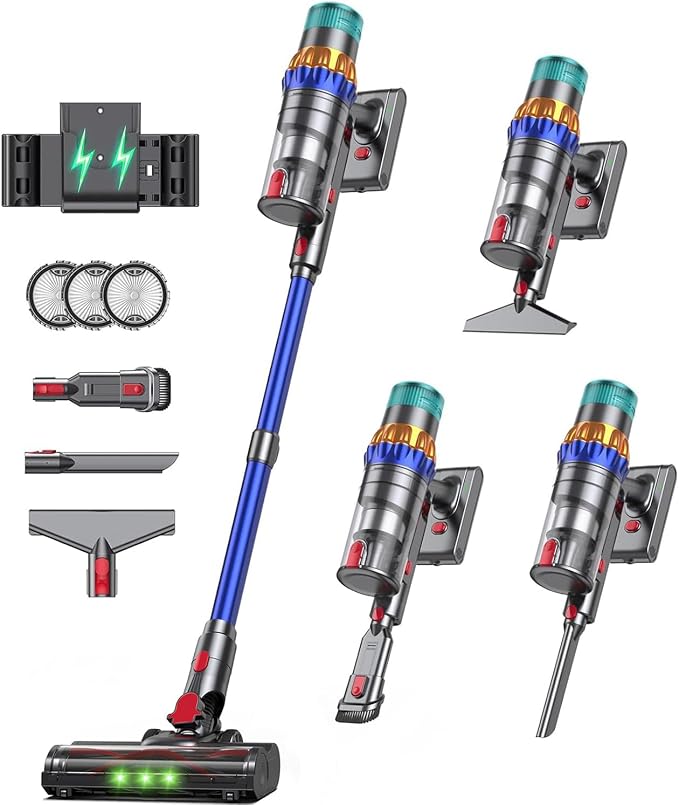 Smart Cordless Vacuum Cleaner, 650W 60KPa Stick Vacuum with Auto Suction Adjustment, 75 Min Long Runtime Rechargeable Handheld Vacuum for Home Pet Hair, Hardwood Floor Carpet