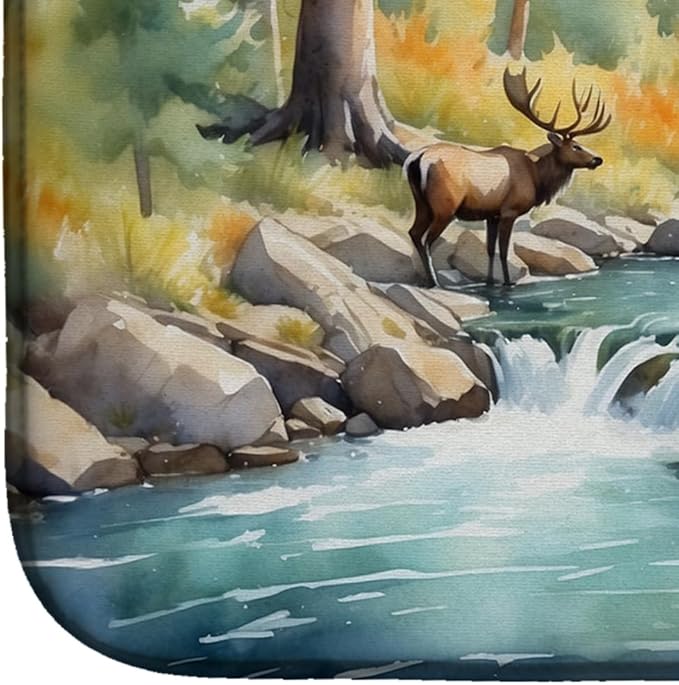 Caroline's Treasures Mountain Stream Dish Drying Mat Absorbent Dish Drying Mat Pad for Kitchen Counter Dish Drainer Mat for Countertop, 14 x 21", Multicolor