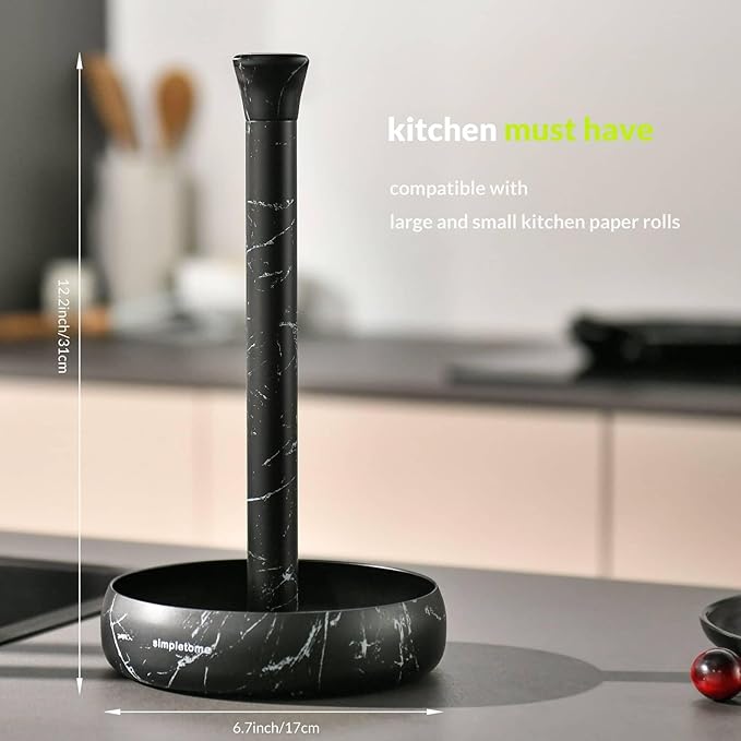 simpletome Heavy Duty Paper Towel Holder Countertop Prevent Kitchen Paper from Unraveling (Marble Black)