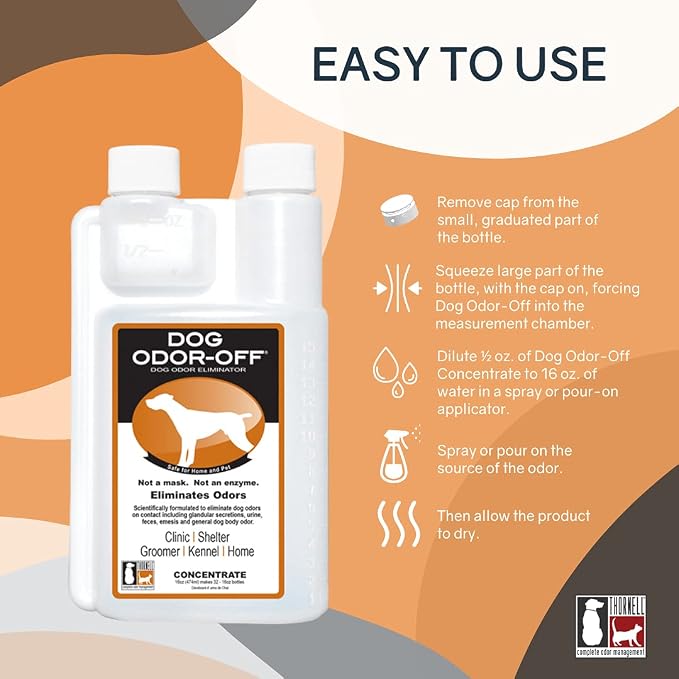 Thornell Dog Odor-Off Concentrate, Pet Smell Odor Eliminator for Dog Urine, Feces Odors, Pet Odor Eliminator Concentrate, Pet Urine Odor (16 oz)