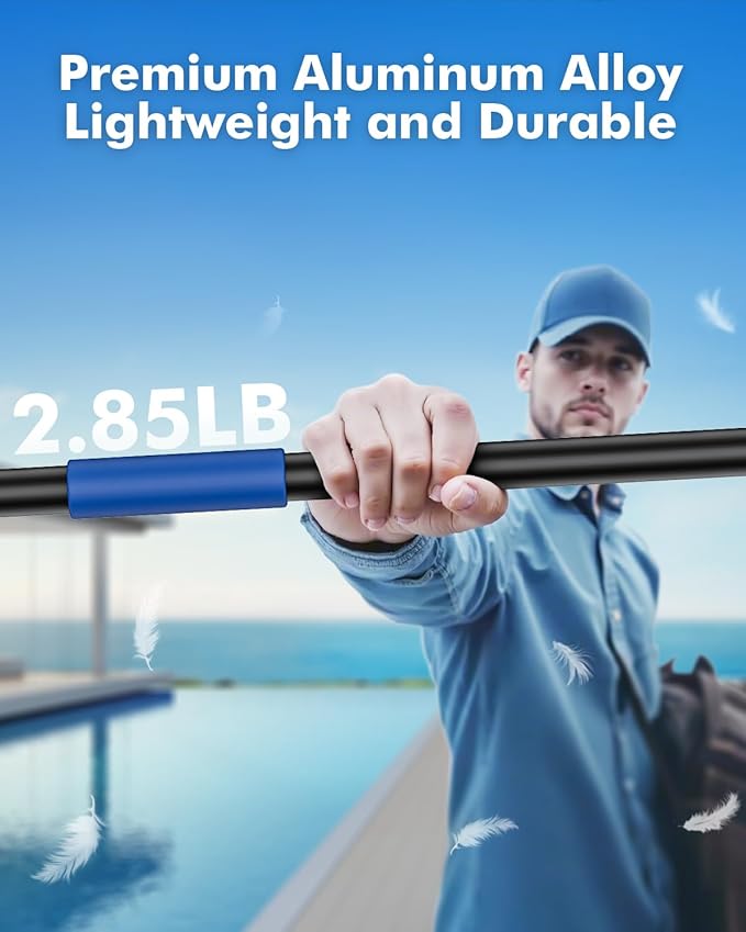 Pool Pole Telescopic 16FT Heavy Duty Upgraded Aluminum, 16 Ft Extension/Extendable Telescoping Tool for Above Ground/Inground Swimming Cleaning Supplies Accessories, Leaf Skimmer/Brush/Net/Vacuum/Mesh