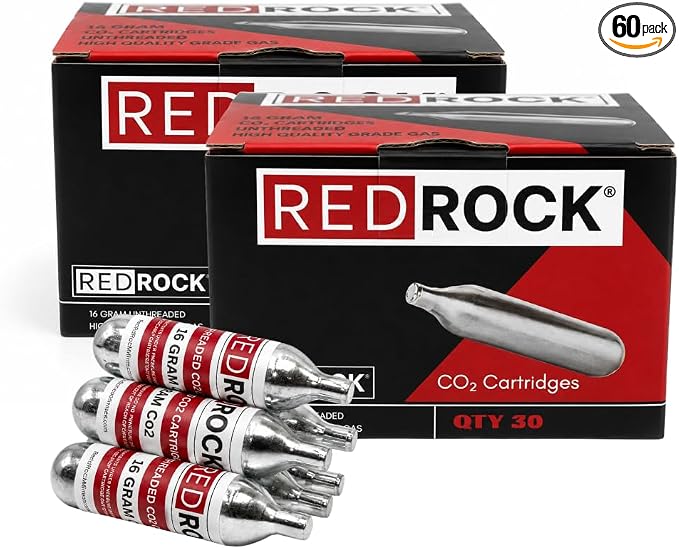 RedRock 16 Gram Unthreaded CO2 Cartridges for RedRock Gallo Drain Gun HVAC Drain Line Cleaner Tool, 60 Pack