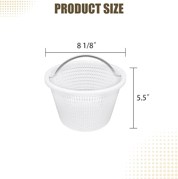 Handle Basket Replacement Bermuda Gunite Pentair 516112,Compatible with Waterway Skimmer Basket 542-3240/542-3240B for Renegade Skimmers Pool Basket, Stainless Steel Handle (2, White)