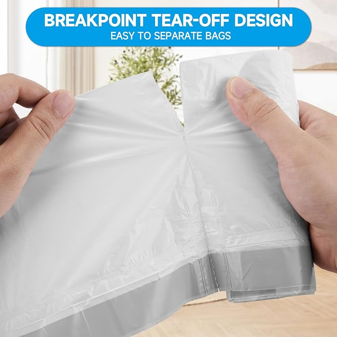 13 Gallon Trash Bags Drawstring- 90 Counts Medium Trash Bag Extra Strong, Medium Garbage Bags 13 Gallon Unscented, Stretchy, Quick Cinch for Office Kitchen, White
