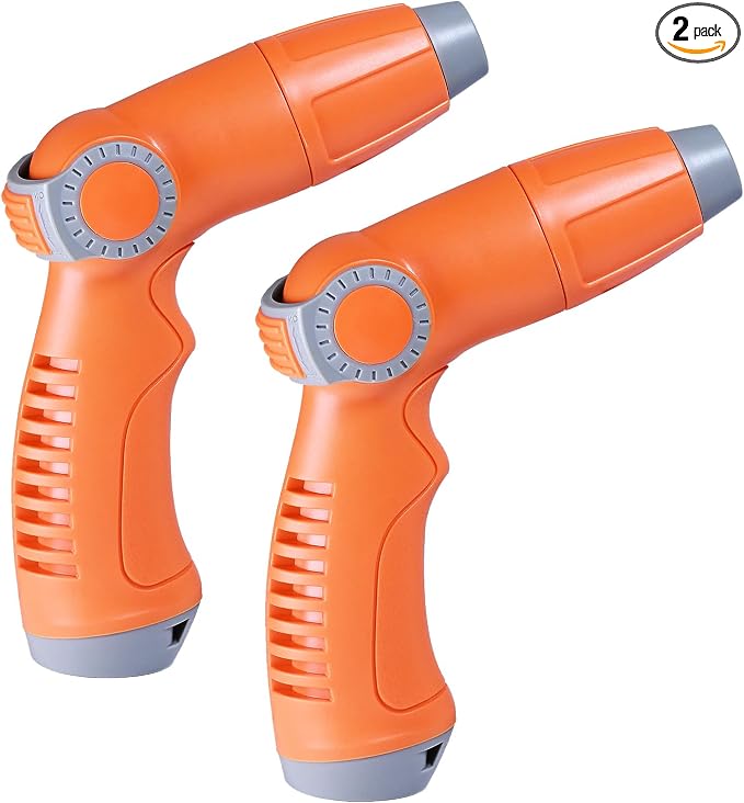 YAMATIC Garden Hose Nozzle with High Pressure Jet, Water Spray Nozzle with Thumb Control On Off Valve for Watering Garden, Washing Cars, and Showering Pets - ABS Comfortable Anti-slip Grip, 2PCS