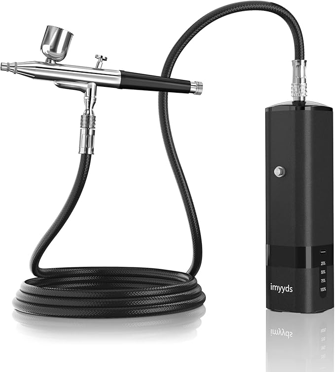 imyyds Airbrush Kit with Compressor, 32 PSI High Pressure Cordless Airbrush Gun, Portable Dual Action Airbrush Compressor Set, Handheld Mini Rechargeable Air Brushes for Painting, Model, Nail, Makeup