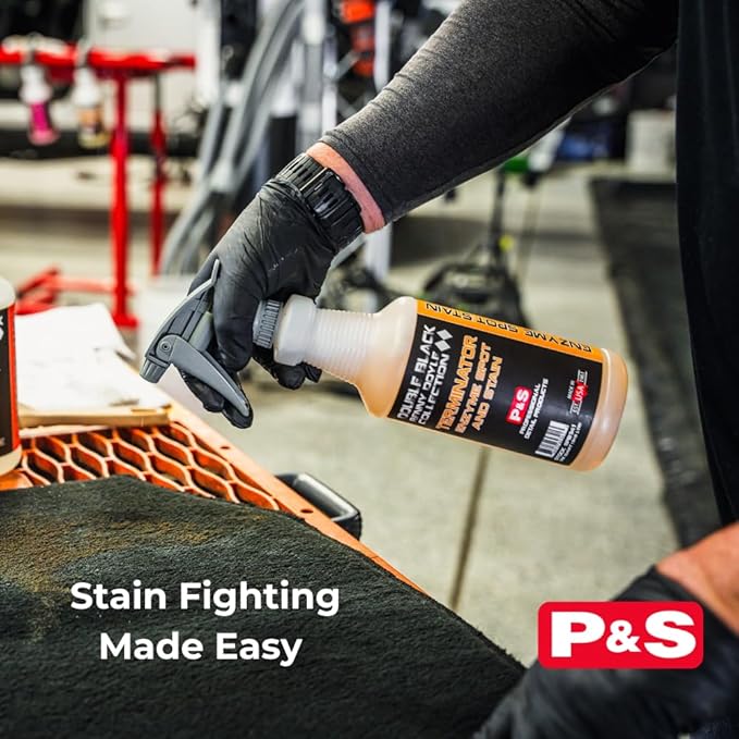 P & S PROFESSIONAL DETAIL PRODUCTS Terminator Enzyme Spot & Stain Remover – Professional Upholstery & Carpet Cleaner, Eliminates Grease, Dirt, Protein-Based Stains, Fresh Scent - 16 Oz.