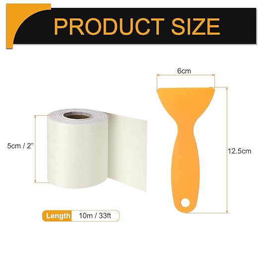 HARFINGTON Wood Grain Repair Tape 2 Inch x 33ft Self Adhesive Repair Patch Tape Simulated Wooden Floor Tapes with Plastic Scraper for Tables Doors Windows Furniture, Beige Wood