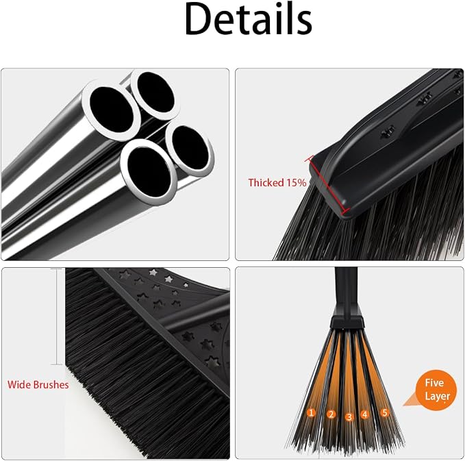 Heavy Duty Outdoor Angle Broom with 20" Wide 51" Long Handle Stiff Bristles Sweeper Perfect for Driveway/Courtyard/Industry Area/Lobby/Mall/Garage/Wood/Stone/Tile/Concrete Floor Sweeping