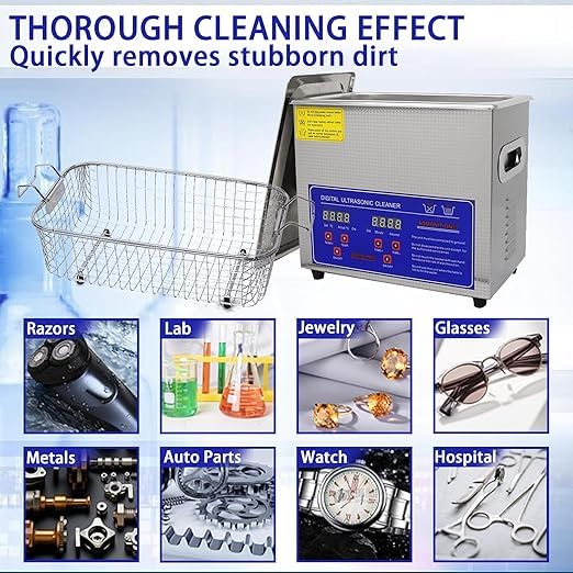 HEROSON 110V 3L Stainless Steel Ultrasonic Washing Machine 0.8 Gal Professional Ultrasonic Cleaner 40kHz with Heater & Digital Timer for Cleaning Watches Glasses Tool Jewelry Denture Parts