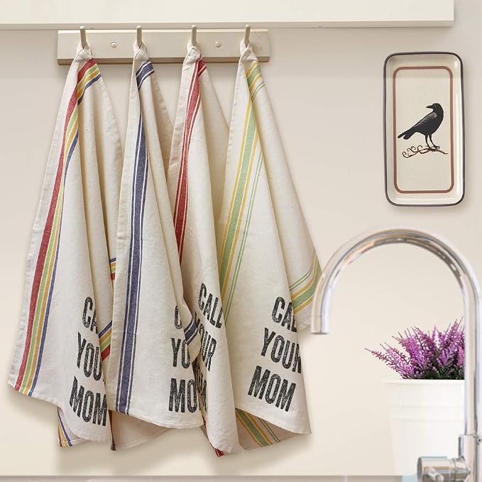 Custom Decor Kitchen Towels Call Your Mom Family & Friends Family & Friends Mom Cleaning Supplies Dish Towels Multi Stripe Design Only