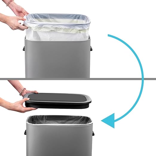 14.5 Gal/55L Motion Sensor Trash Can, Touchless Automatic Garbage Bin with Soft-Close Lid & Handle, Rectangular Waste Basket for Kitchen, Bathroom, Bedroom, Grey (No Inner Bucket)