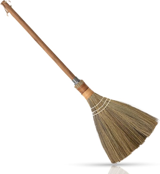 BMart Home Natural Whisk Sweeping Brownn Handle Broom - Vietnamese Straw Soft Broom for Cleaning Dustpan Indoor-Outdoor, Sofa, Car Hood, Decoration Items - 9.84'' Width, 29.75" Length