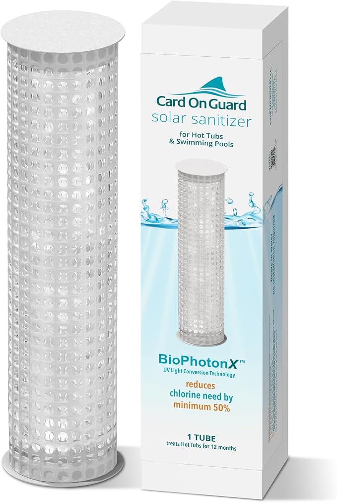 Solar Sanitizer Tube for Swimming Pools & Hot Tubs | BioPhotonX Technology Reduces Chlorine/Bromine Use by 50% for 12 Months | Single Pack for Hot Tubs/Swim Spas Up to 10,000 Gallons