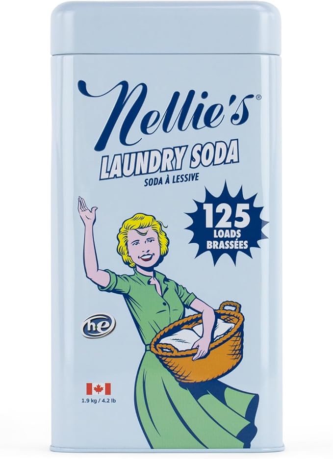 Nellie’s Laundry Soda 125 Load – Only on Amazon – Powder Detergent with 4 Ingredients – No Residue – Hot or Cold Water – HE & Septic Safe – Made in Canada