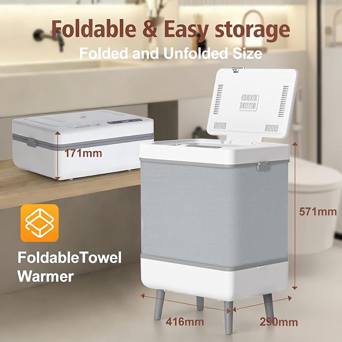 35L Foldable Towel Warmer Bucket for Bathroom, Large Hot Towel Warmers for Spa, Fast Heating & Drying Modes with 24H Timer, Auto Shut-Off, a Spa-Like Luxury for Home