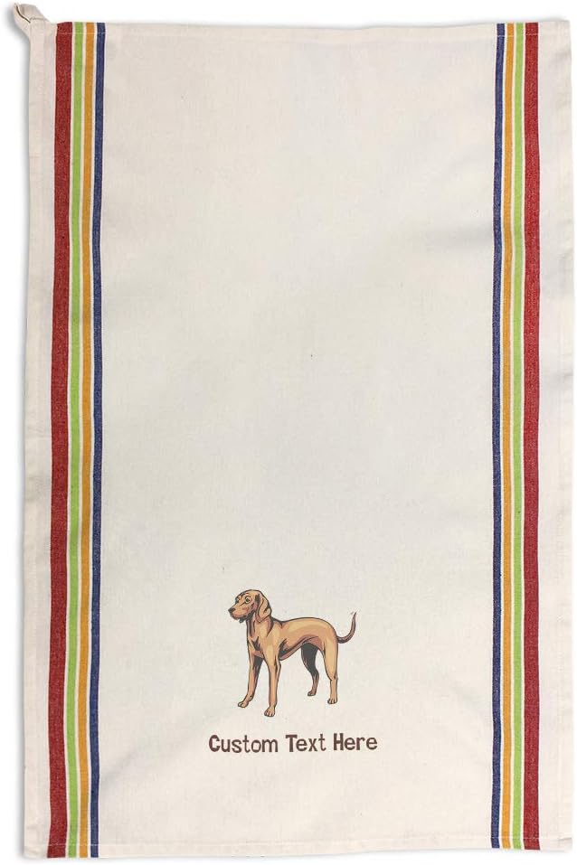 Custom Decor Kitchen Towels Vizsla Pets Dogs Cleaning Supplies Dish Towels Multi Stripe Personalized Text Here