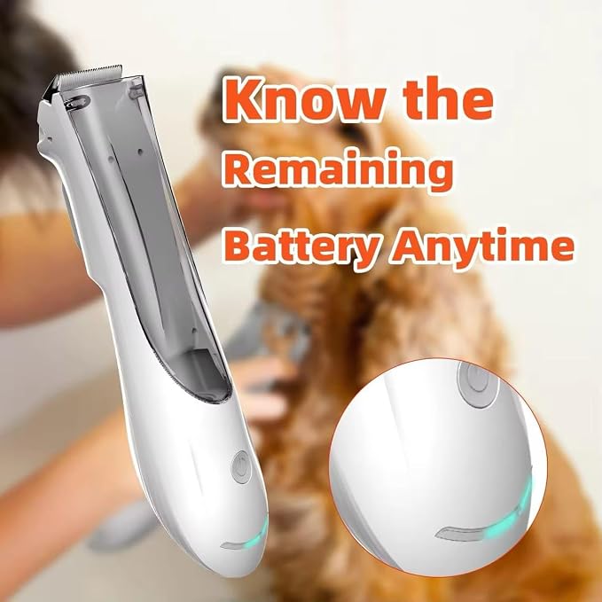 Omana 2-in-1 Portable Dog Grooming Vacuum Clipper Kit 3-Speed Low Noise Rechargeable Powerful Suction 99% Pet Cat Pet Hair Trimmer Shaver with Comb Shedding