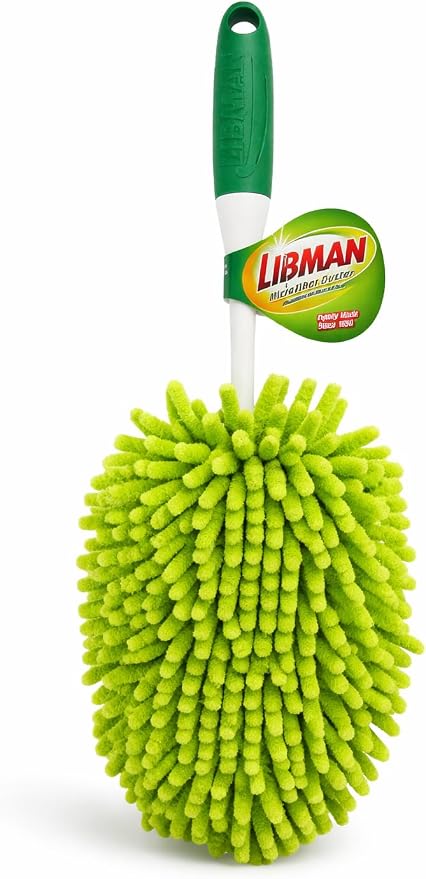 LIBMAN Microfiber Duster for Car Cleaning - 3 Pk Reusable Washable Hand Duster with Handle for Furniture, Screens, Shelves, Blinds - Traps Dust & Allergens