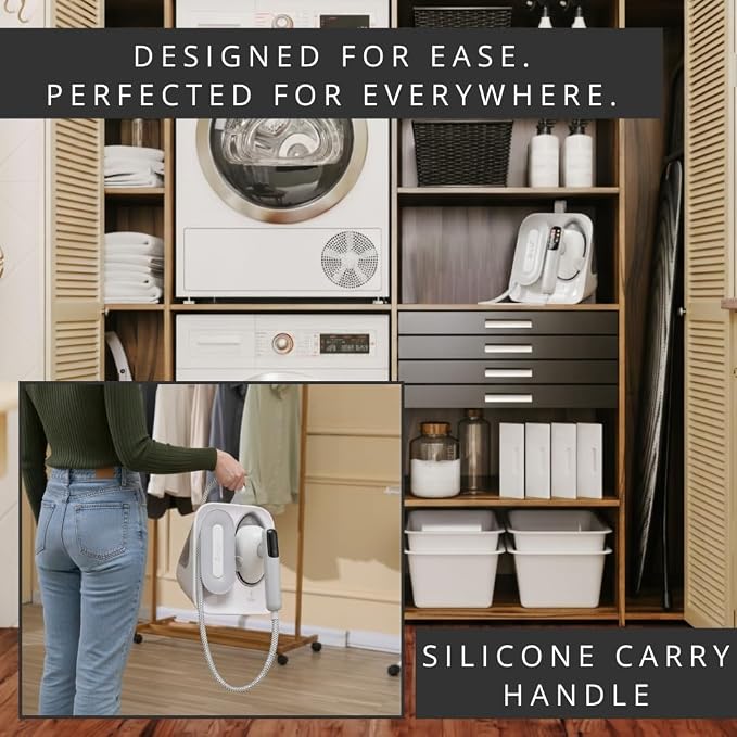 Smart Steam – 2-in-1 Handheld Garment Steamer & Iron with 6ft Steam Hose, 7 Steam Levels, Digital Display, 1.1L Tank, Steam Burst, Auto-Off Safety, For Home & Upholstery