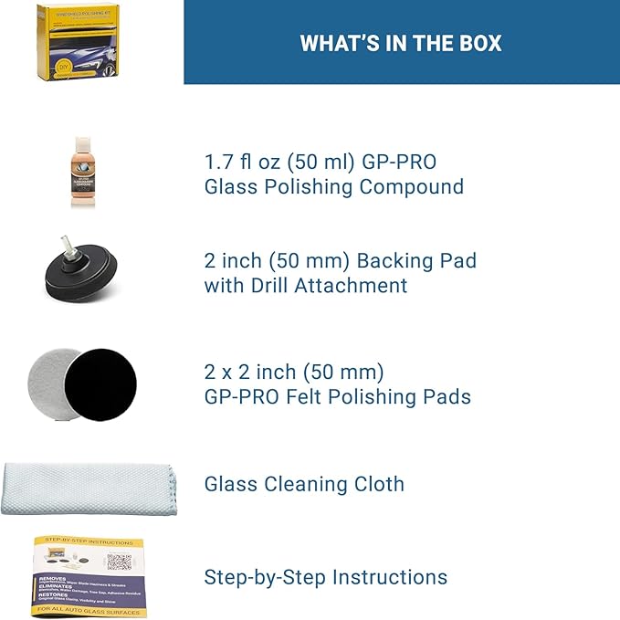 Glass Polish 21003 DIY Windshield Polishing Kit for Electric Drills - Restore Clarity to Windshields and Auto Glass Surfaces