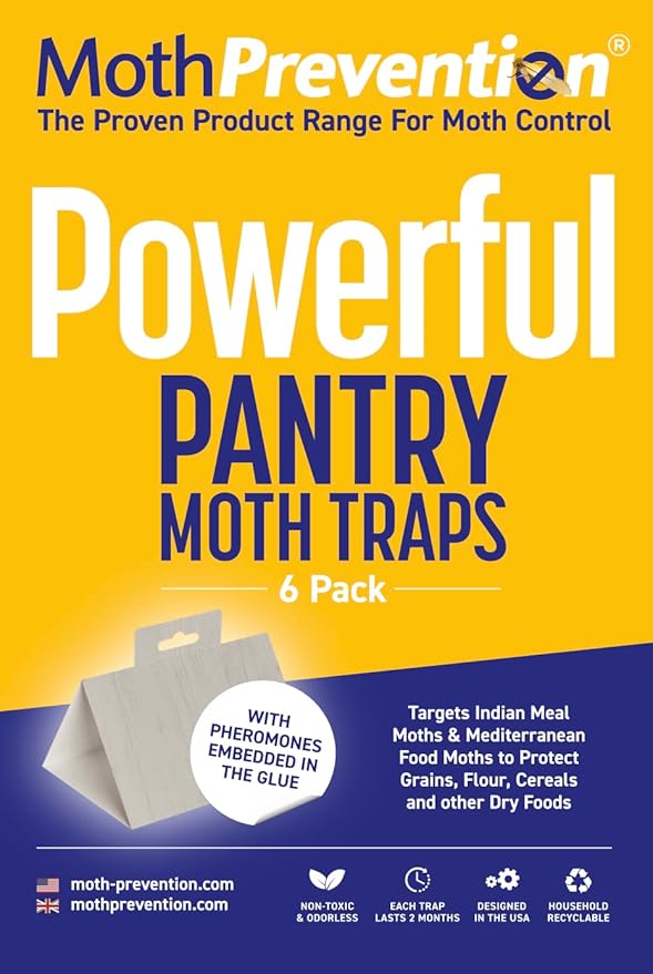 Clothes Moth Refills and Pantry Moth Trap Set - 6 Refills for Clothes Protection & Pack of 6 Pantry Traps - for Homes & Kitchens
