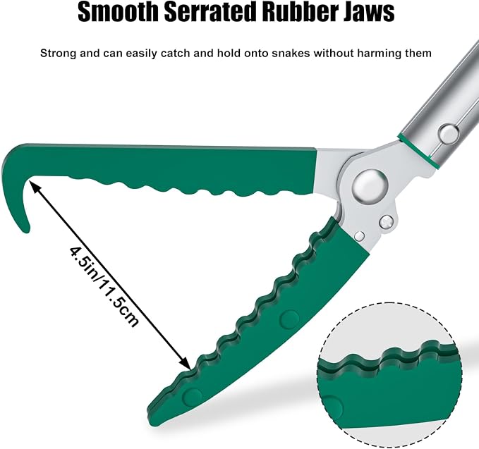 78" Extendable Snake Grabber Reptile Tongs Rattle Snake Catcher Wide Jaw Handling Tool with Lock and Comfortable Grip