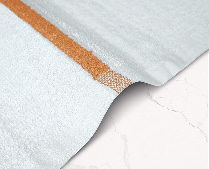 Bar Mops Gold Stripe Pack of 60 Kitchen Towels 16x19 Multi-Purpose for Home, Restaurant and Cleaning White Absorbent Washcloth Dishcloths Sets, Reusable Dish, Cloths Rags