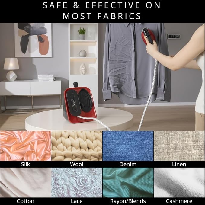 Smart Steam – 2-in-1 Handheld Garment Steamer & Iron with 6ft Steam Hose, 7 Steam Levels, Digital Display, 1.1L Tank, Steam Burst, Auto-Off Safety, For Home & Upholstery