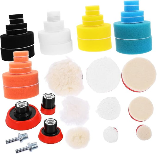 Zerodeko 1set Buffer Sponge Pad Polishing Wheel Kit for Car Waxing and Household Cleaning Self-Adhesive Polishing Pads for Drill Use Buffing Wheel