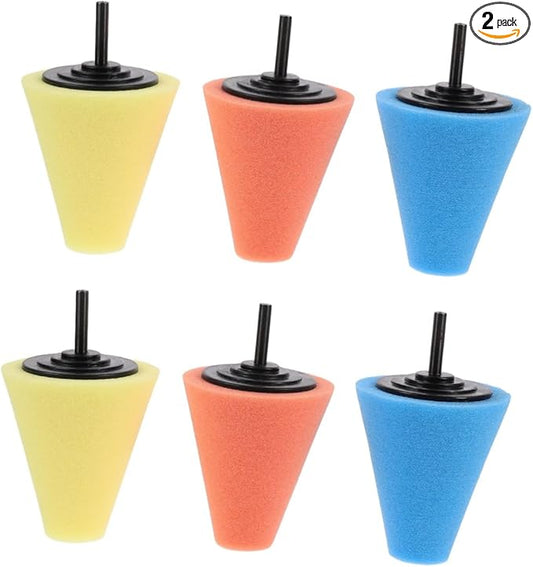 Unomor 6pcs Car Wheel Polishing Sponge Pads Cone Buffing Pads for Auto Detailing for Rims and Hard Reach Areas Reusable and Washable Polishing Tools