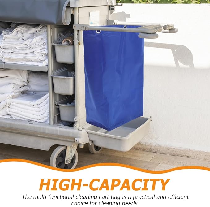 HEALLILY Janitorial Cart Bag Cleaning Bag for Housekeeping Multi-Functional Replacement Trolley Large Capacity Durable Cleaning Supply with Hooks 27X16X11 Inches