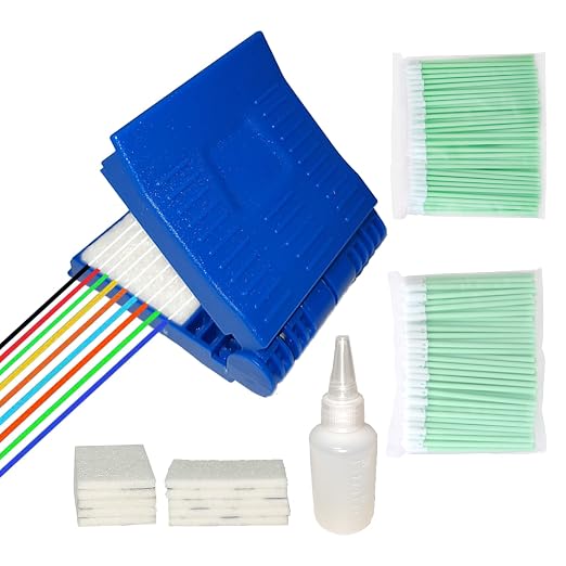 Fiber Optic Cleaning Wiping Clip Kit Optical Fiber end Connector Cleaning Equipped with 10 Replacement Cores dust-Free Paper Optical Fiber Wiping Clip,Cloth.FTTH
