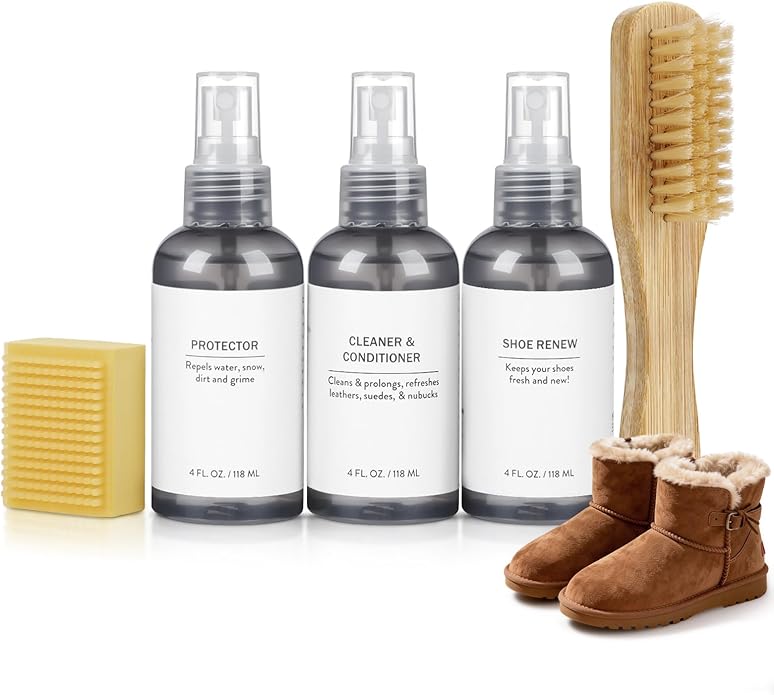 Suede Shoe Cleaner Kit, Shoe Cleaning Care Kit for Suede Nubuck Sheepskin Boots - 3-in-1 Cleaner & Protector Spray & Restore Solution