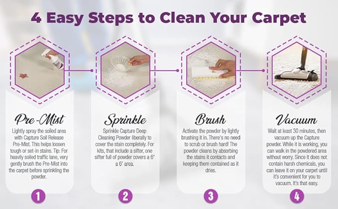 Capture Carpet & Rug Dry Cleaner w/Resealable lid (4 Pound) and Capture Pre-Mist Soil Release Carpet Cleaning Pre Spray (2 Pack) Bundle