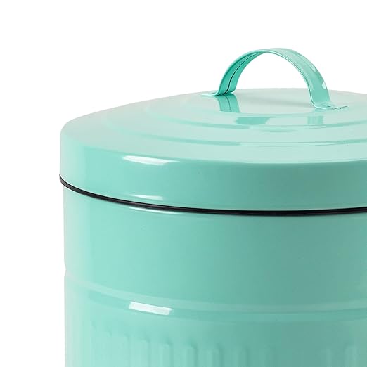 Mint Green Trash Can with Lid, Turquoise Bathroom Bedroom Waste Basket Soft Close, Small Teal Garbage Can, Retro Vintage Home Office Trash Can, 12 Liter/3 Gallon, Glossy Mint Green
