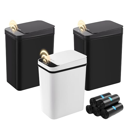 FRESHLIX Smart Touchless Bathroom Trash Can 2.6 Gallon Automatic Motion Sensor Rubbish Can with Lid Electric Waterproof Narrow Small Garbage Bin