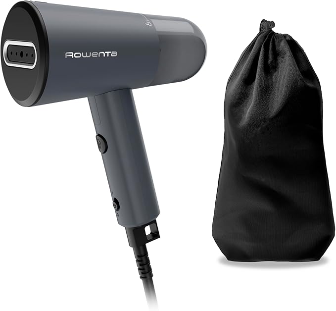 Rowenta Origin Travel Steamer for Clothes, Dual Voltage (120V–240V) Portable Garment Wrinkle Remover, Mini Foldable Handheld Steamer with Easy Storage Case, Black, DR1050
