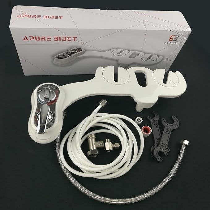 APURE BIDET A121 - Hot and Cold Water Bidet Attachment for Toilet Seat - Dual nozzle - Rear and Feminine Wash- Selfcleaning- Adjustable Water Pressure Non-Electric Bidet Toilet Seat Attachment